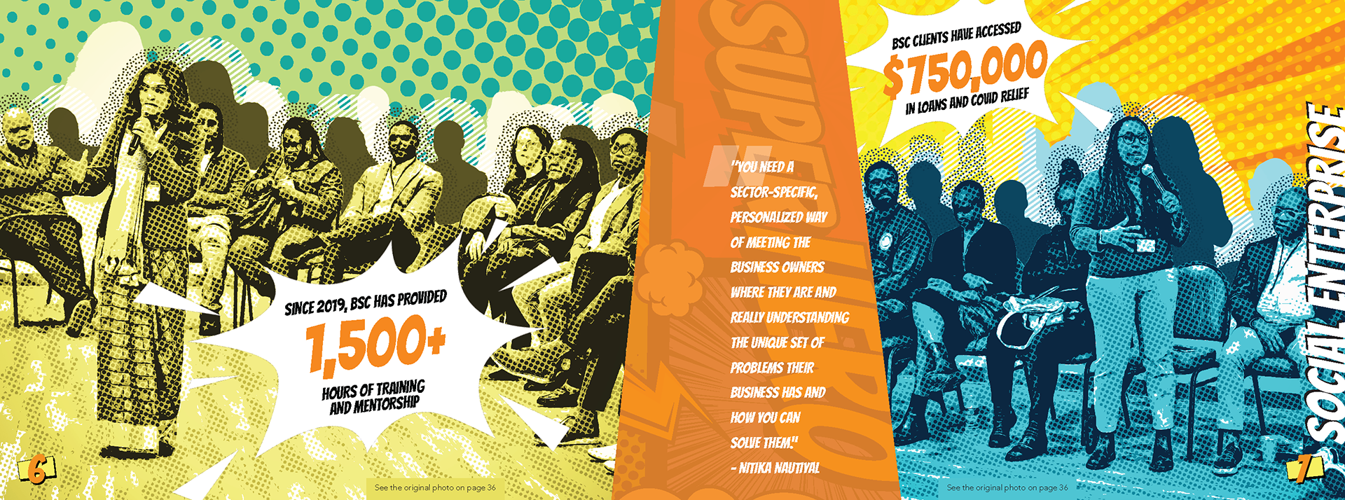 Internal print spread design from the Chicago Community Loan Fund annual report cover design