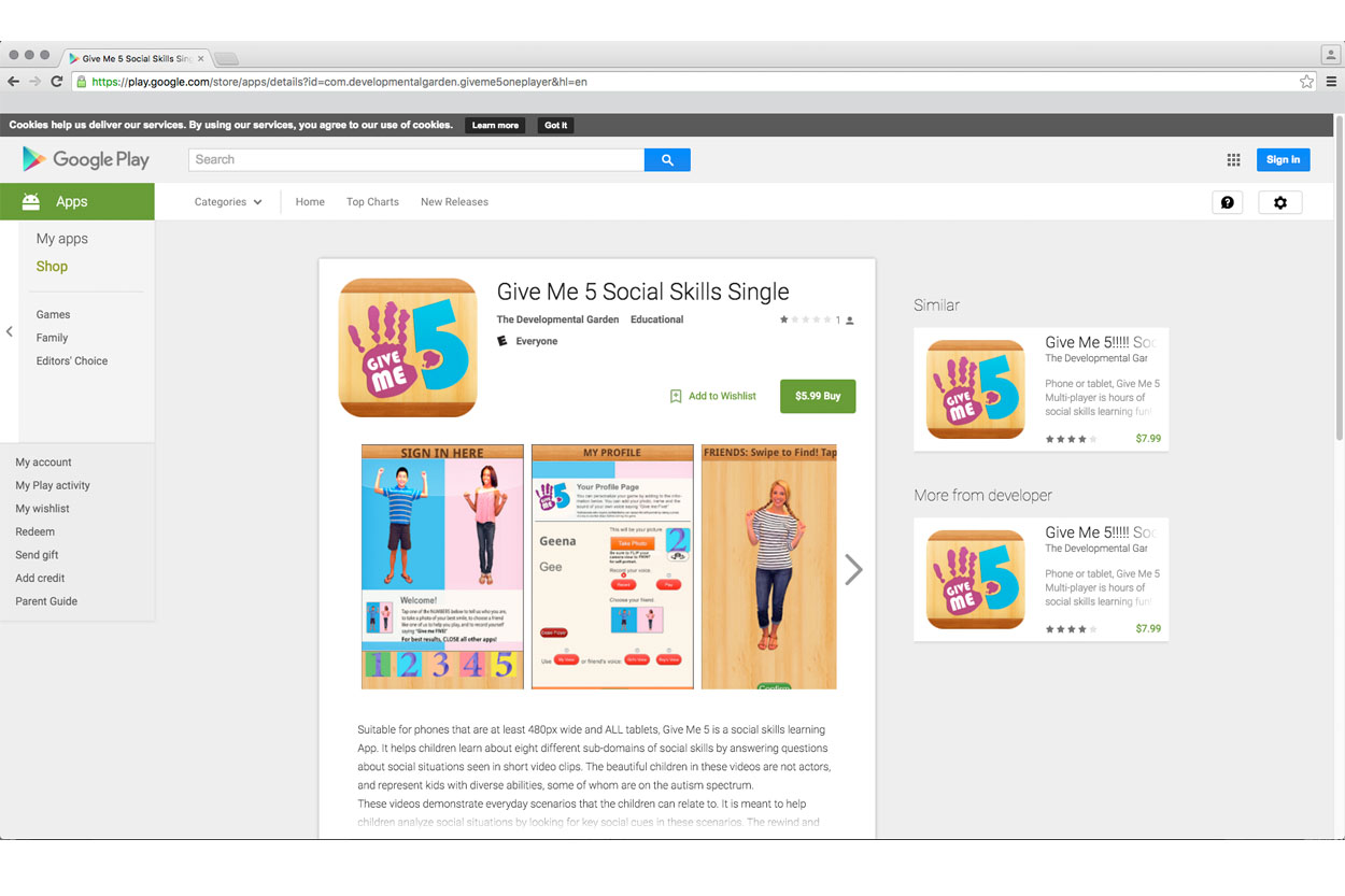 Image of Give Me Five App on google play store