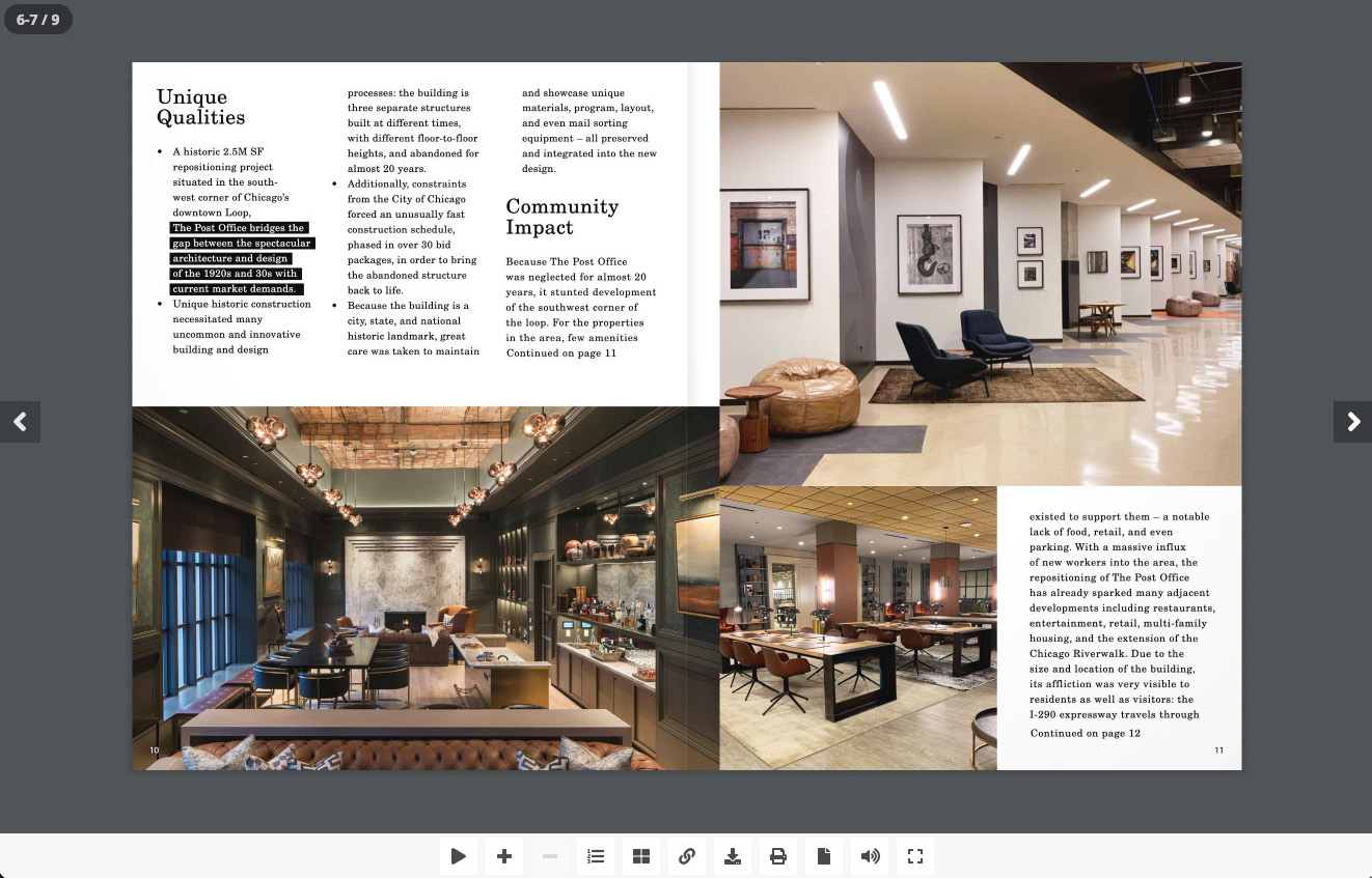 BEAR Construction Company interactive digital magazine spread layout