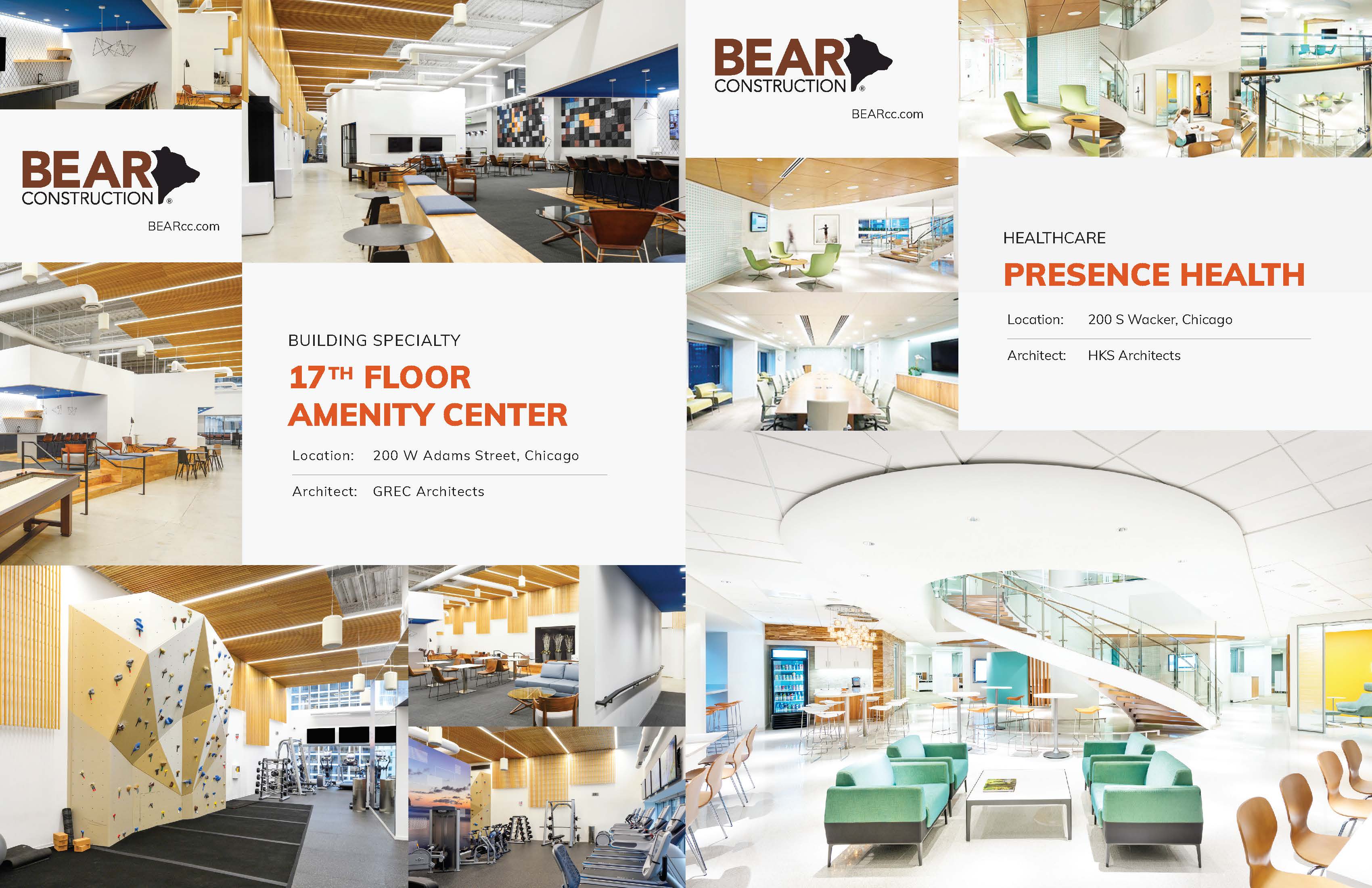a project image spread design from BEAR Construction Company's RFP design