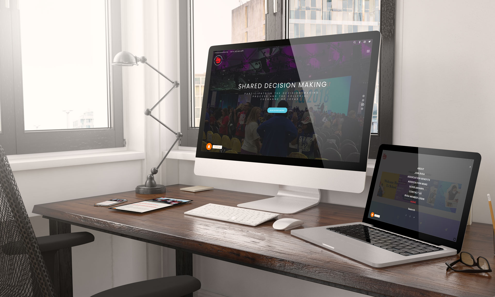 Boulder Valley Education Association Website on desktop, tablet, and mobile devices