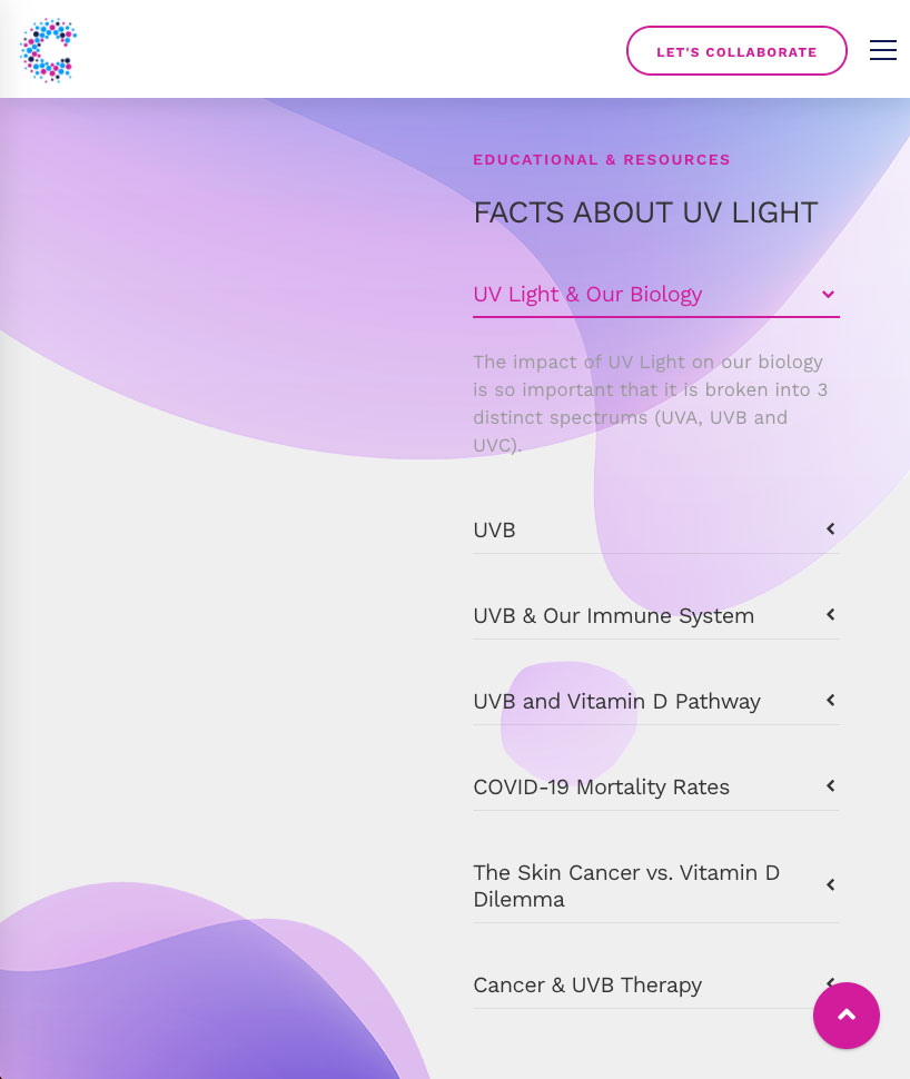 tablet device screenshot of CYTOKIND website design