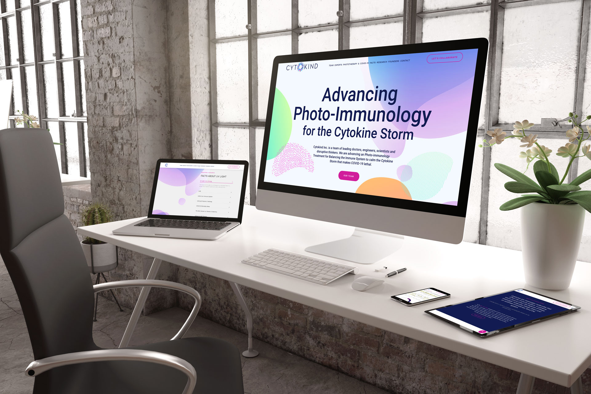 CYTOKIND website design on desktop, laptop, tablet and mobile devices