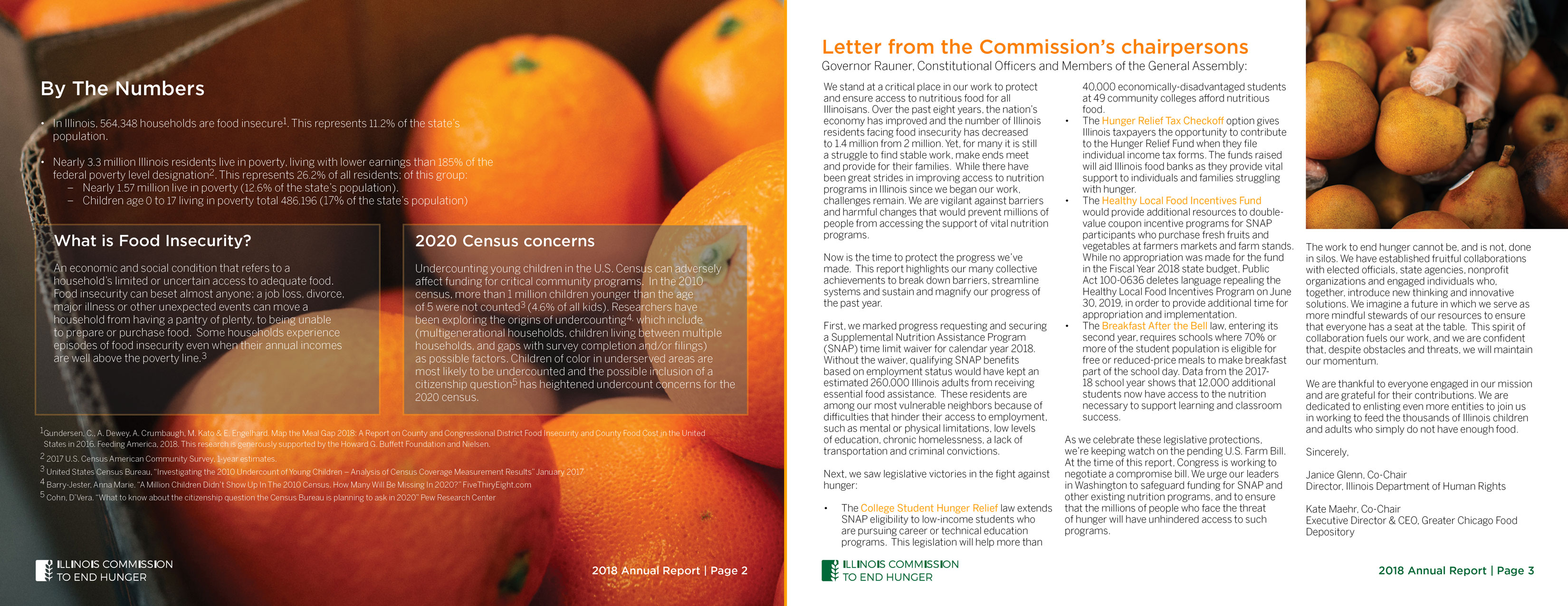 The Illinois Commission to End Hunger Annual Report print design spread