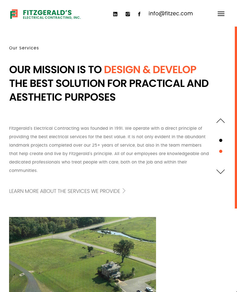 Fitzgerald’s Electrical Contracting website page on tablet device