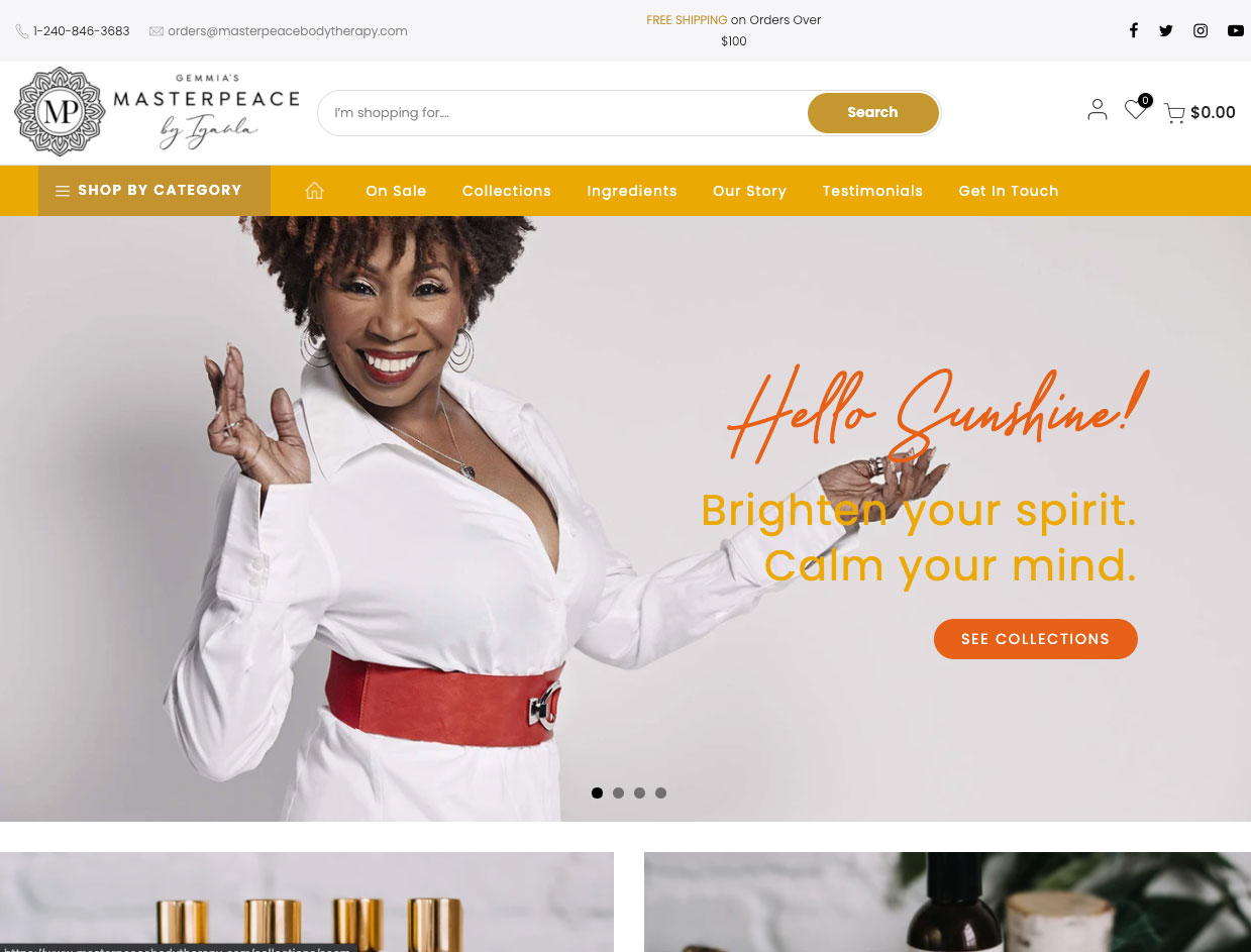 Image of Masterpeace Body Therapy website home page