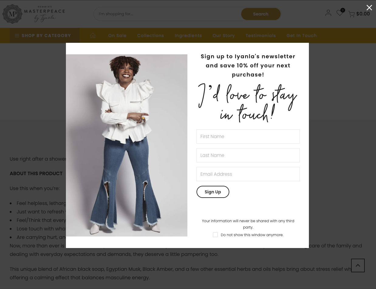 Image of Masterpeace Body Therapy sign up form from website