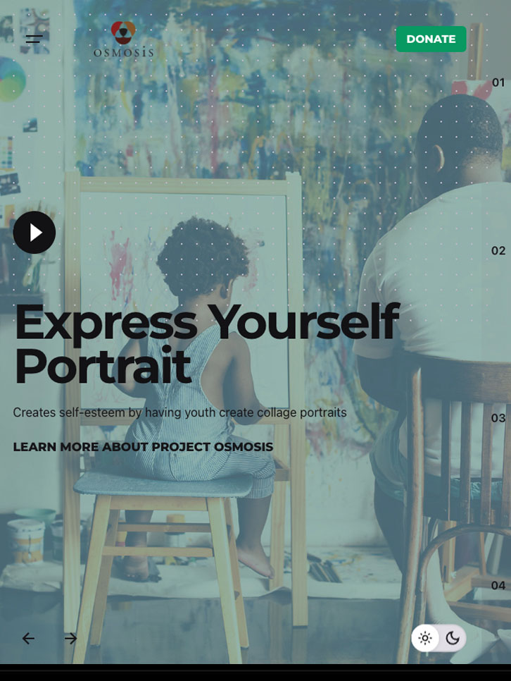 tablet Screenshot of the Project Osmosis website design