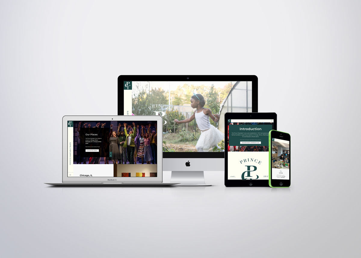Image of Prince Charitable Trusts Website on desktop, tablet and mobile devices