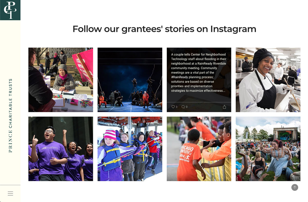 Image of Prince Charitable Trusts Website instagram post section
