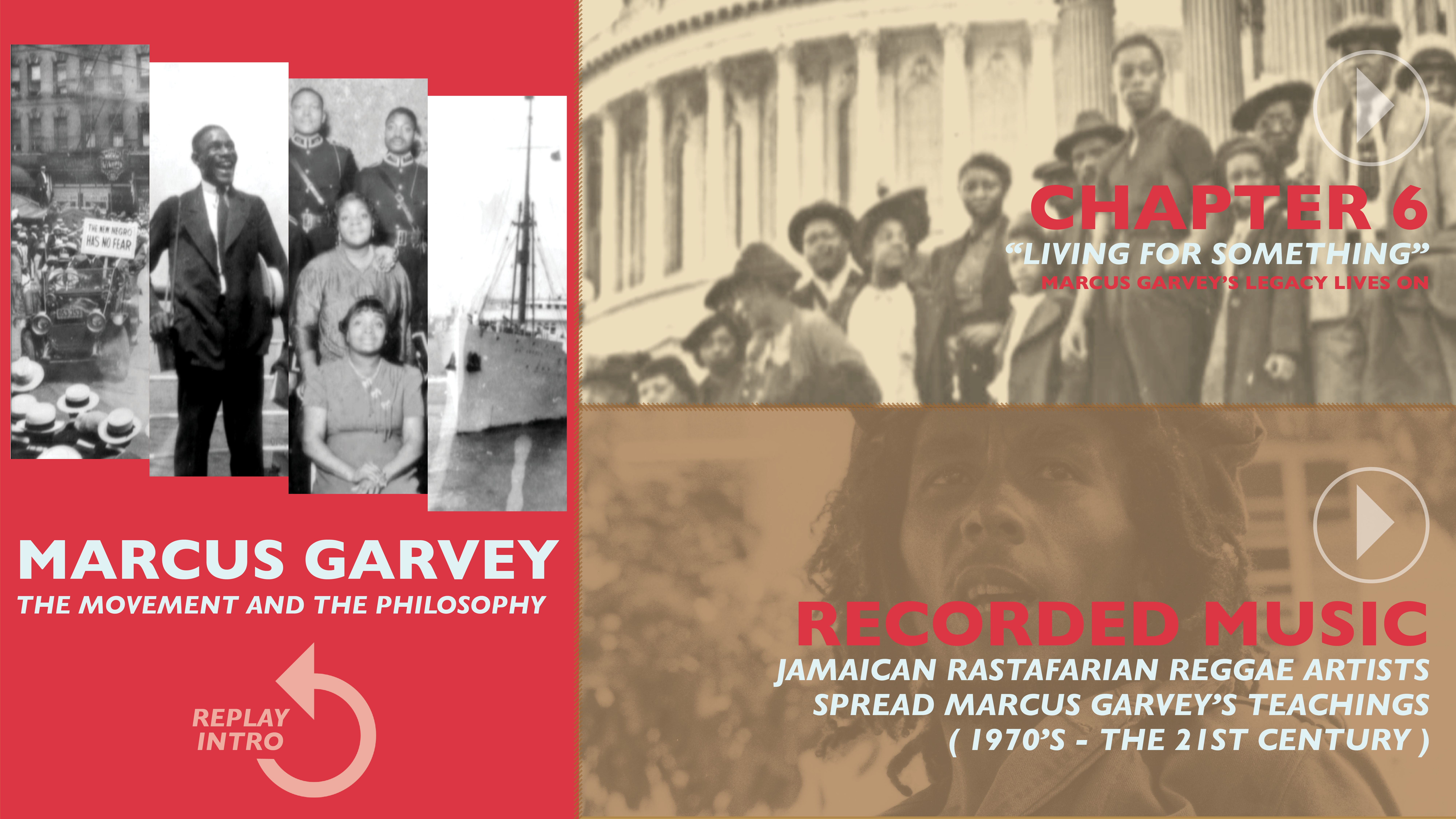 Screenshot from a video Kiosk design for the Marcus Garvey Museum in Jamacia