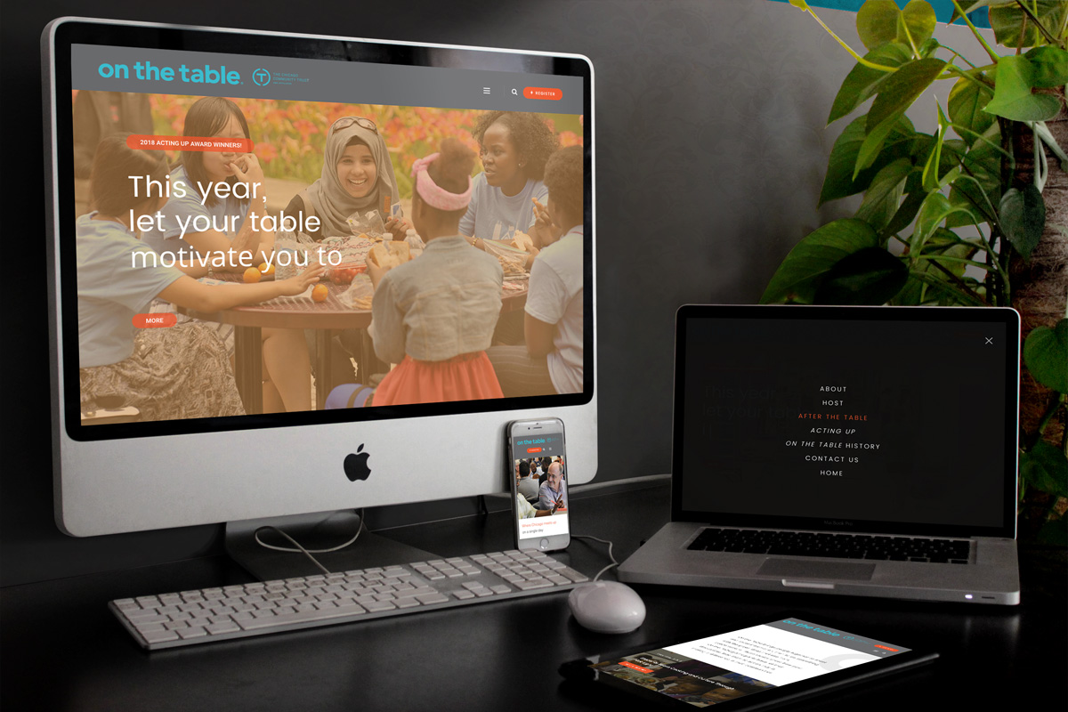 On The Table website on desktop, tablet and mobile devices