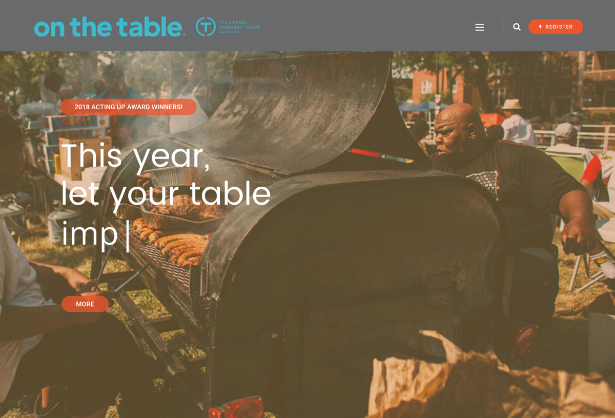 desktop Screnshot of homepage slider of the On The Table website