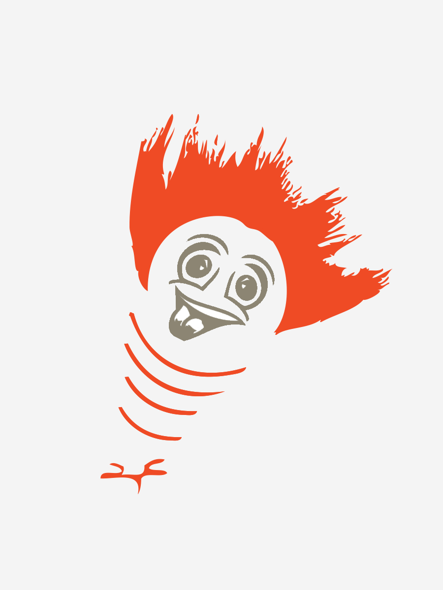 Icon of a very happy bouncing ball with crazy hair